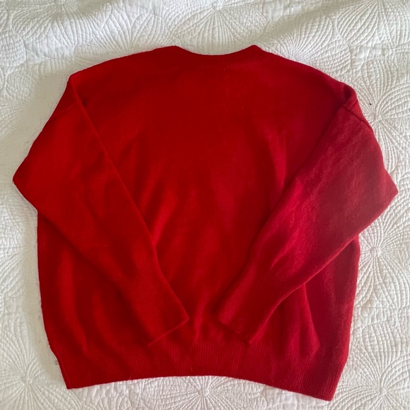 CeCe Red Oversized Sweater with White Heart - Picture 4 of 4